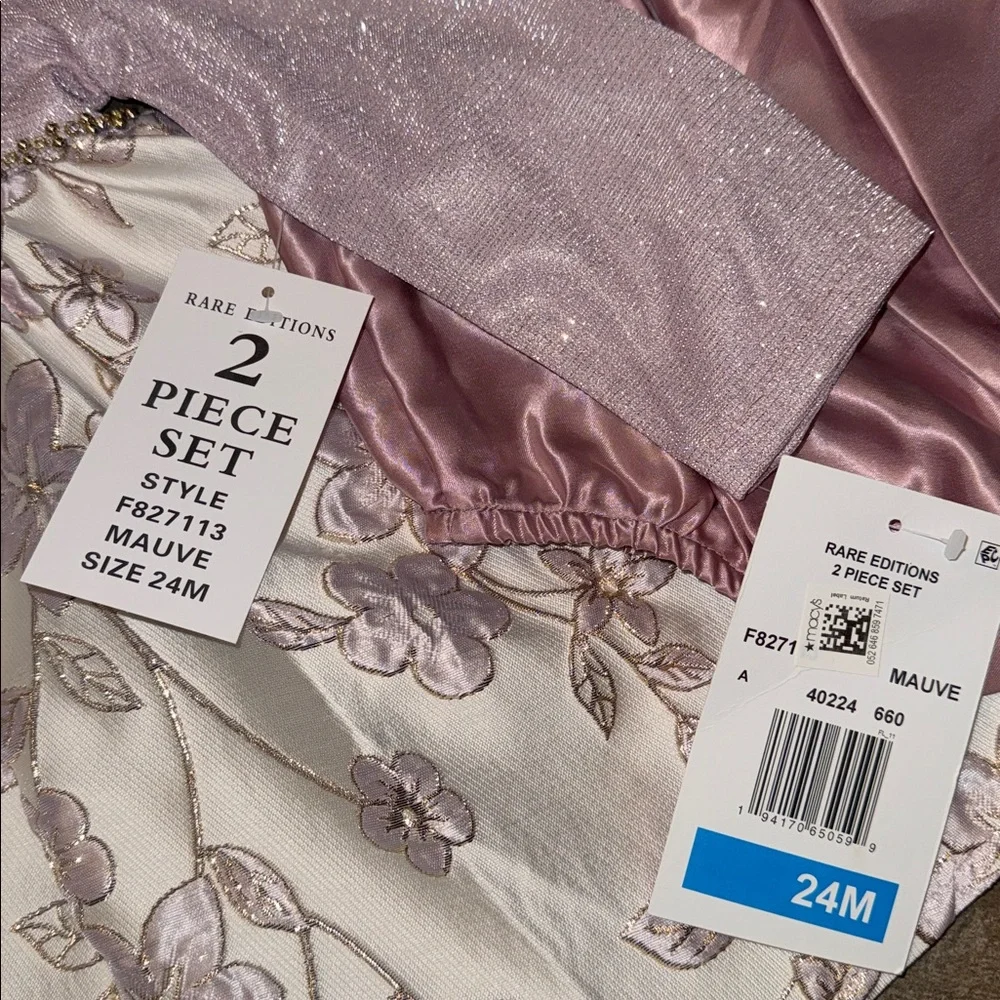 Rare Editions Mauve Floral Jacquard Holiday Party Dress 24M NWT Wedding